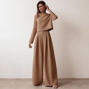 Ensemble deux pièces pour femmes-Automne <span class=keywords><strong>2022</strong></span> Maxi Floor-length Pants Top Sets - Product Image 3