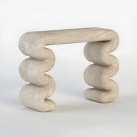 Table console d'entrée Cammy Stone en pierre naturelle style Wabi-Sabi et italien pour hall d'entrée et salon