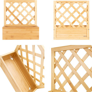 カスタムダイヤモンドトレリス野菜フラワーハーブ植物ベッド高架木製ボックススタンドガーデンプランターレイズドボックス - Product Image 5
