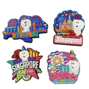 Ímãs populares de PVC para geladeira 3D personalizados para presentes de lembrança de Singapura