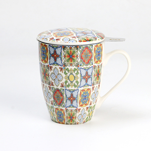 מותאם אישית רטרו בוהמיאן בסגנון רטרו בוהמיאן ספל תה מקרמיקה עם infouser תה מקרמיקה מסנן תה של ספלי מיוצר על ידי מותאם אישית - Product Image 2