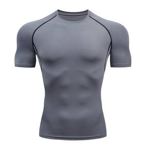 Nueva Camiseta Deportiva de Gimnasio para Hombre, Ajustada, Elástica, Transpirable, de Manga Corta, Lisa, para Entrenamiento - Product Image 1