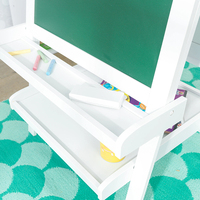 Multifunktionales MDF-Zeichenständer-Set für Kinder mit Doppelseitiger Weißer Tafel, Aufbewahrungsorganizer und Papierrollenhalter für Kunst und Schlafzimmer