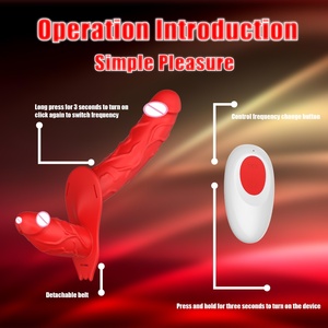 Factory Control Silicone Lesbian Strap on Double <b>Vibrating</b> Dildo Soft Sexy Toys for Adult Sex Safer Sex Silicone Dildo - Product Image 3