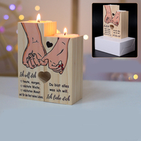 Handgefertigtes Individuelles Holz-Valentinstagsgeschenk für Männer Frauen Paare Romantischer Herzförmiger Hochzeitsdekor Kerzenhalter