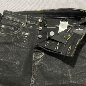 Jeans Denim Neri da <span class=keywords><strong>Uomo</strong></span> Personalizzati OEM, in Twill di Cotone Elasticizzato, Vestibilità Ampia, Stile Bootcut a Zampa d'Elefante, con Finitura Cerata - Product Image 6