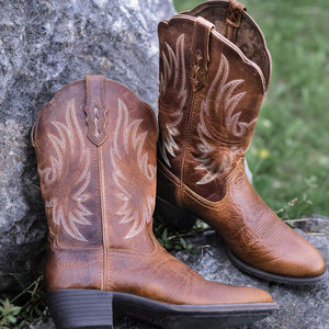 Bottes <span class=keywords><strong>de</strong></span> Cowboy femmes en cuir <span class=keywords><strong>de</strong></span> qualité supérieure personnalisé talon épais bout pointu Cowboy <span class=keywords><strong>femme</strong></span> populaire bottes occidentales bottes <span class=keywords><strong>de</strong></span> Cowboy pour les femmes - Product Image 1