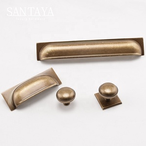 산타야 앤틱 황동 손잡이 조개 모양 주방 캐비닛 손잡이 침실 옷장 서랍 손잡이 가구 손잡이 - Product Image 1