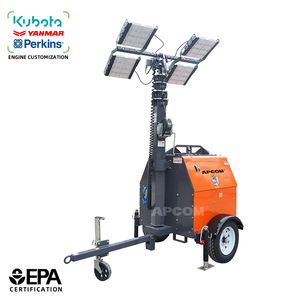 เครื่องกำเนิดไฟฟ้าดีเซลยามาร์ 12 กิโลวัตต์ พร้อมไฟส่องสว่าง LED 1000 วัตต์ แบบเคลื่อนที่ 9 เมตร ใช้พลังงานแสงอาทิตย์ สำหรับป้องกันอัคคีภัยและบำรุงรักษาถนน - Product Image 1