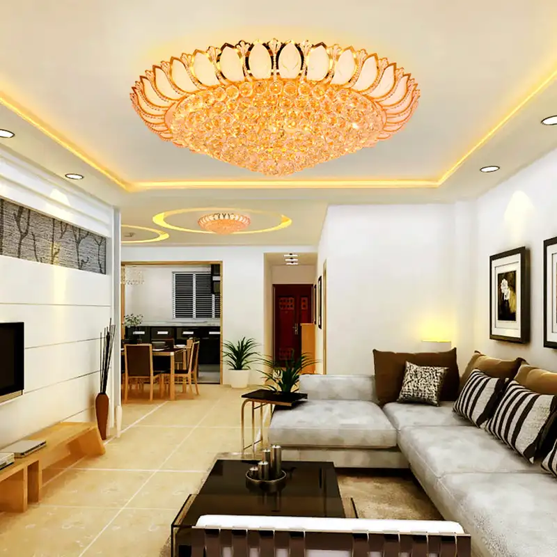 JYL-SJ004 Luxe Gouden Lamp Hoge Kwaliteit Crystal Plafond Kroonluchter Verlichting Slaapkamer Grote Moderne Licht