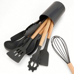 Ensemble de couteaux de cuisine et d'ustensiles en silicone de haute qualité pour la cuisson avec support - Product Image 1