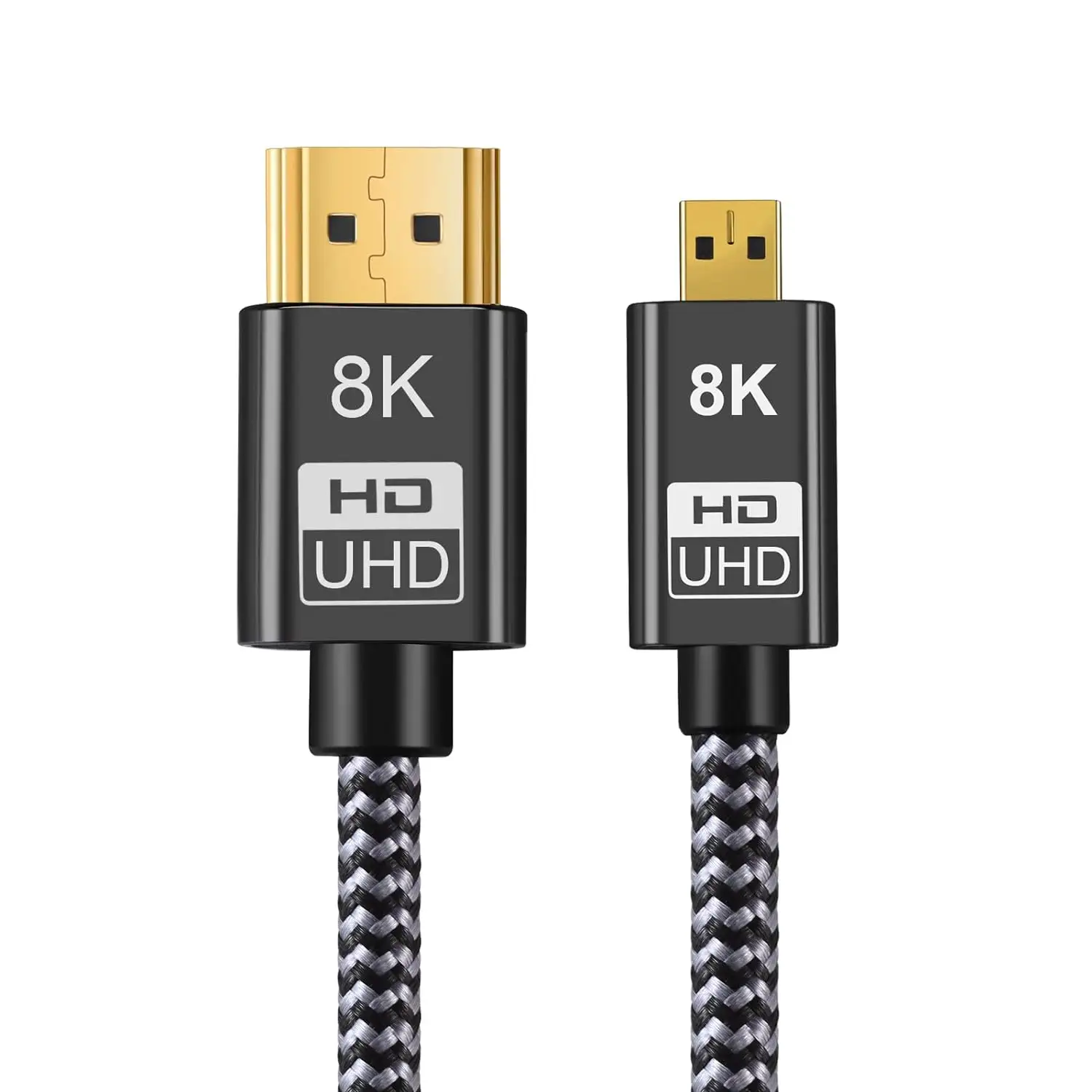 Micro HDMI para cabo HDMI 8K banhado a ouro Suporte 48Gbps,8K @ 6Ycbcr 4:4, Ultra High Speed 8K @ 60Hz 4K @ 120Hz 48Gbps HD-MI Cord