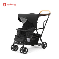 OEM T12 Poussette de voyage pour bébés Nouveau design Poussette double pliable noire Légère et populaire pour les bébés