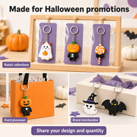 Porte-clés personnalisé en PVC pour Halloween, imprimé UV, motif, forme et couleur personnalisés, emballage OEM ODM pour l'approvisionnement en gros B2B
