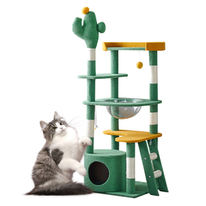 Double arbre à <span class=keywords><strong>chat</strong></span> en bois solide du sol au plafond Tour de luxe Design avec maison pour <span class=keywords><strong>chat</strong></span> Arbre a <span class=keywords><strong>Chat</strong></span> Cadre d'escalade - Product Image 2