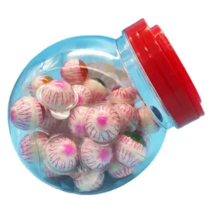 有趣的万圣节多色眼球凯利糖果水果定制果酱软糖包装在带标签的塑料罐中