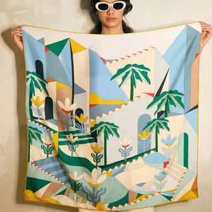 وشاح مربع نسائي قابل للتخصيص من الحرير الصناعي، طباعة رقمية، صديق للبشرة، تصميم مزدوج الجانب، تخصيص على نطاق صغير - Product Image 2