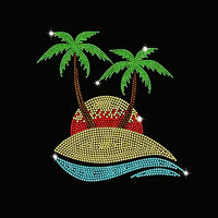 Transfert thermique personnalisé avec strass pour T-shirts, design estival pour les vacances