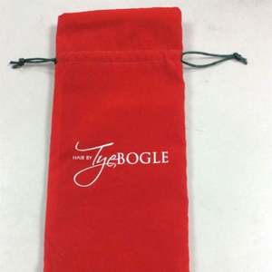 Personalized <b>Red</b> Velvet Pouch with Gold Stamping Logo Drawstring Sealing Handle for Jewelry & <b>Candle</b> Gift Recyclable - Product Image 1