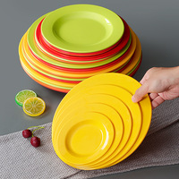 Ensemble d'assiettes rondes en mélamine multicolores vibrantes, vaisselle incassable pour la maison, le restaurant et les fêtes