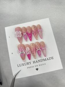 Vente en Gros 10pcs Faux Ongles <span class=keywords><strong>Press</strong></span>-<span class=keywords><strong>On</strong></span> en Gel Peints à la Main Magnifique Design de Luxe Personnalisé Faits Main - Product Image 2