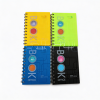 Carnet à spirale métallique relié en cuir A6, 80 feuilles, couverture découpée en PP