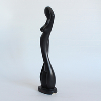 Estatuilla de Mujer en Pose de Yoga Abstracta Negra, Figura de Resina Hecha a Mano, Modelo Desnudo, Esculturas Artesanales, Decoración del Hogar, Estatua de Arte