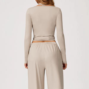 ヨーロッパとアメリカのセクシーなパーソナライズされたブラッシュヨガ長袖ワンストラップ屋外ハイエンドスポーツフィットネストップカバー - Product Image 4