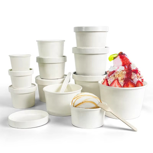 Tùy Chỉnh Sữa Chua Bao Bì Hộp Đông Lạnh Sundae Gelato Container Với Bằng Gỗ Nhựa Muỗng Takeout Sinh Thái Thân Thiện Ice Cream Cốc Giấy - Product Image 4