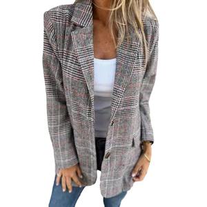 Giacca 2025 Casual retrò da donna con risvolto a <span class=keywords><strong>pied</strong></span> <span class=keywords><strong>de</strong></span> <span class=keywords><strong>poule</strong></span> <span class=keywords><strong>Cardigan</strong></span> europeo autunno inverno - Product Image 5