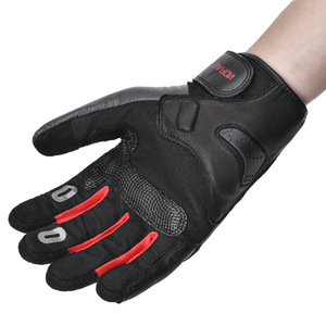 Leather Cycling <b>Gloves</b> Full Finger Touchscreen Protective Shock Absorber Motorcycle Racing <b>Gloves</b> Black Unisex Adult - Product Image 2