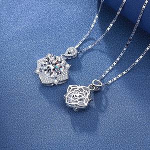 Collier plaqué argent, pierre de carbone haute teneur, diamant carré, goutte d'eau, forme poire, pendentif féminin, vente en gros - Product Image 1