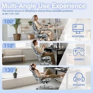 <span class=keywords><strong>Silla</strong></span> de Oficina Ergonómica Moderna con <span class=keywords><strong>Reposacabezas</strong></span> Ajustable y Soporte Lumbar, con Reposabrazos, para Juegos y Oficina, Diseño Realista y Natural - Product Image 3