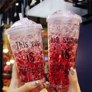 Venta al por mayor 16oz/22oz doble pared aislada Gel plástico taza congelada hielo congelador taza Gel taza de hielo con pajita y tapa - Product Image 4