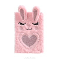 Vente en gros d'agenda A5 écologique personnalisable couverture souple kawaii mignon enfants anime école renard lapin fourrure moelleux cahier en peluche