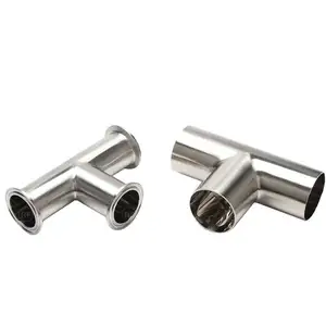 QINFENG 3A,DIN,SMS 1.5" SS304 Sanitary Stainless Steel Welding Tube Pipe Fitting Welded Tee T Type Pipe Fitting