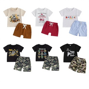 Conjunto de 2 piezas de camiseta y pantalones cortos para bebés, ropa casual de verano para niños y niñas, tops estampados, pantalones a juego, Profit King - Product Image 2