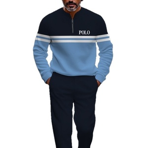 Nouvel Ensemble <span class=keywords><strong>Pantalon</strong></span> Décontracté pour <span class=keywords><strong>Homme</strong></span> à Manches Longues, Demi-Ouverture à Patte de Boutonnage, Pull Imprimé à Fermeture Éclair - Product Image 5