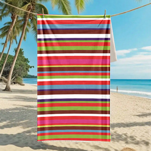 Telo mare Oversize a strisce blu sfumato 31.4 "X 62.9" Super assorbente asciugatura rapida morbido per nuoto da spiaggia - Product Image 1