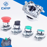 CHYF saklar tombol tekan industri XB4, tombol tekan plastik 19mm 22mm 25mm 30mm