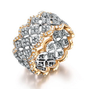 Anello a corona in pizzo per donna, a forma di stella a nido d'ape, accessorio alla moda per l'uso quotidiano - Product Image 6