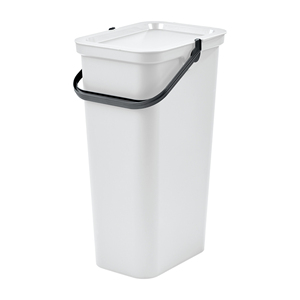 Poubelle avec poignée et couvercle verrouillable 40 litres blanc graphite - Product Image 1