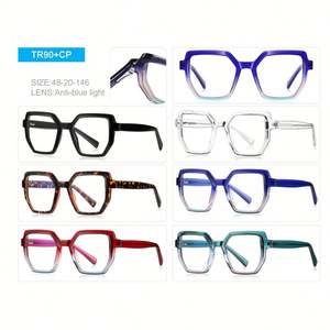 Lunettes de vue pour femmes avec logo personnalisé, monture hexagonale dégradée, TR90, anti-lumière bleue, verres en acétate CP - Product Image 4