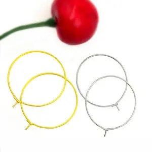 DIY 30pcs/lot 20 25 30 35mm Stainless Steel Silver Gold Plating Wire Hoops Earrings Big Circle Ear for DIY Jewelry Making