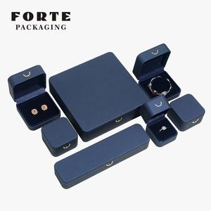 FORTE Hot Selling Luxury Jewelry Box Pendant <b>Earrings</b> Bracelet Ring Necklace <b>Gift</b> <b>Boxes</b> Cases Grey Wedding Leather Jewelry Box - Product Image 3
