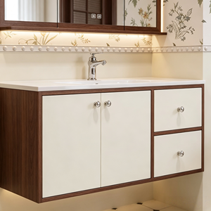 Set di Mobili da Bagno Stile Hotel con Lavabo in Marmo Ceramico, Armadietto <span class=keywords><strong>a</strong></span> <span class=keywords><strong>Specchio</strong></span> Intelligente da Parete, Personalizzabile di Alta Gamma con Funzionalità Smart - Product Image 4