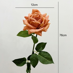 Hoa hồng nhân tạo màu trắng, cành đơn, chạm như thật, dùng cho bó hoa cưới, trang trí nhà cửa - Product Image 6