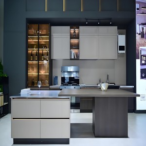 Ensemble d'armoires de cuisine et d'îlot modulaires en acier inoxydable 304, design gratuit, meubles de luxe, évier avec robinet réglable - Product Image 1