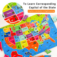 Puzzle Peta Dunia AS Dua Sisi - Permainan Edukasi Kayu untuk Pembelajaran Dini DIY Geografi Versi Bahasa Inggris Bersertifikat CPC BEIYANG 2