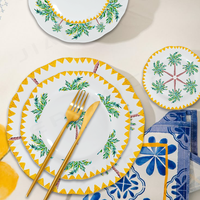 Vaisselle en porcelaine Sunny Palm Tree, vaisselle en céramique de qualité supérieure, idéale pour la vente au détail, les mariages au bord de la piscine et les festivals tropicaux